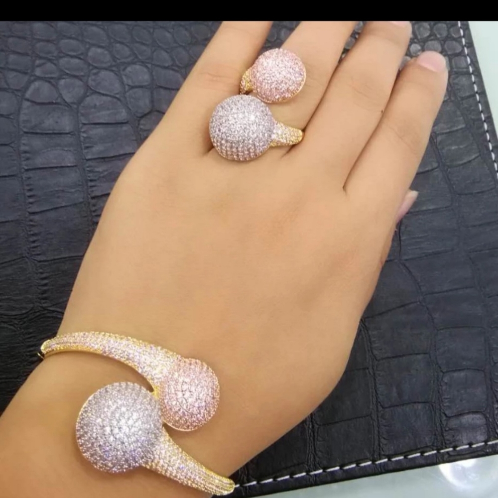 Two colors bracelet and ring set